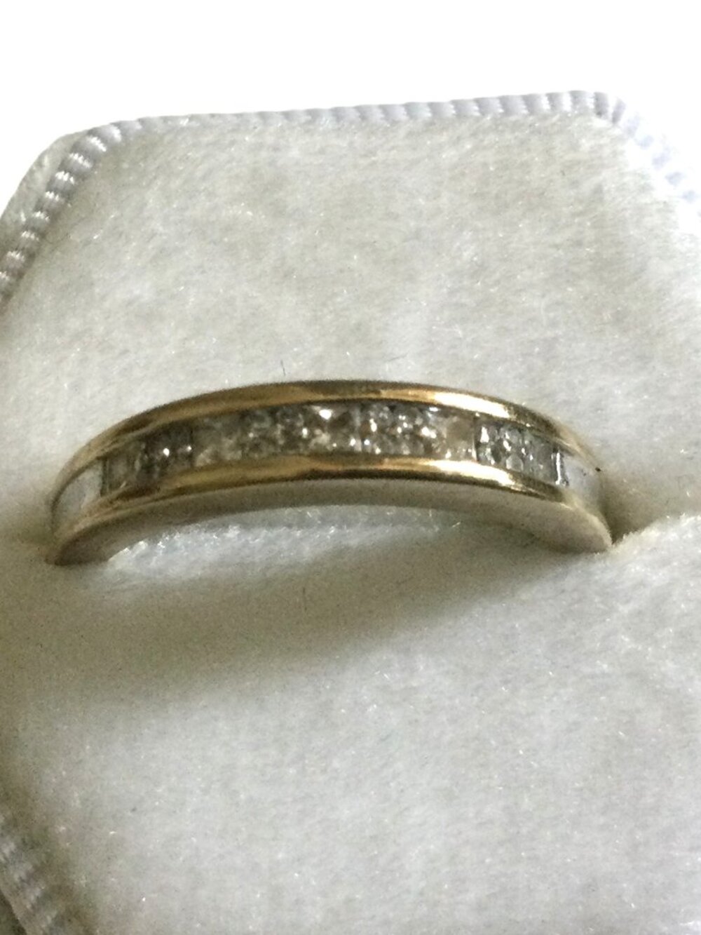 10K Yellow & White Gold Inset Diamond Channel Set Band Ring SZ 7 - Picture 3 of 8
